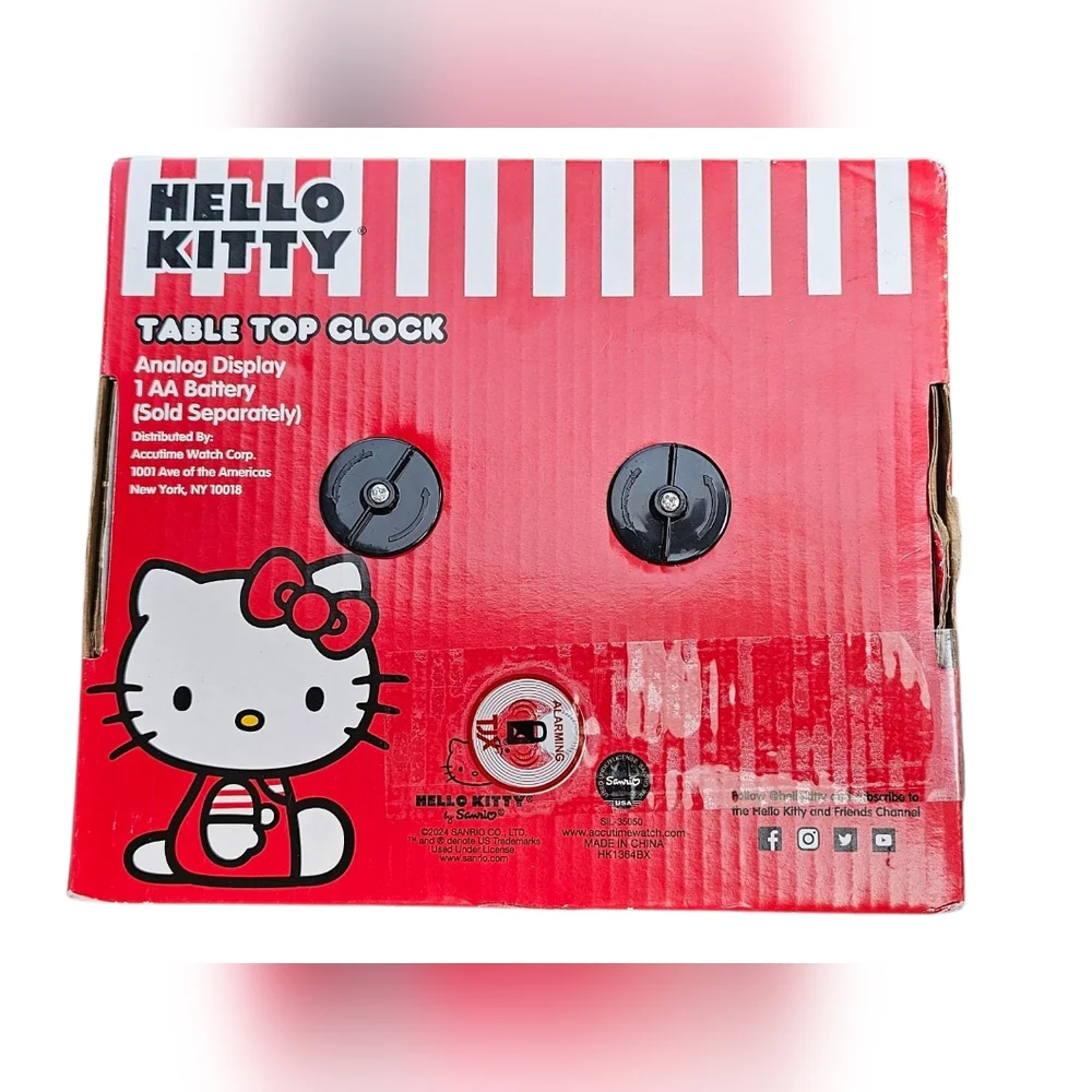 Sanrio Hello Kitty Small Table Top Clock Red Bow & White Face Wall Decor - Picture 2 of 6